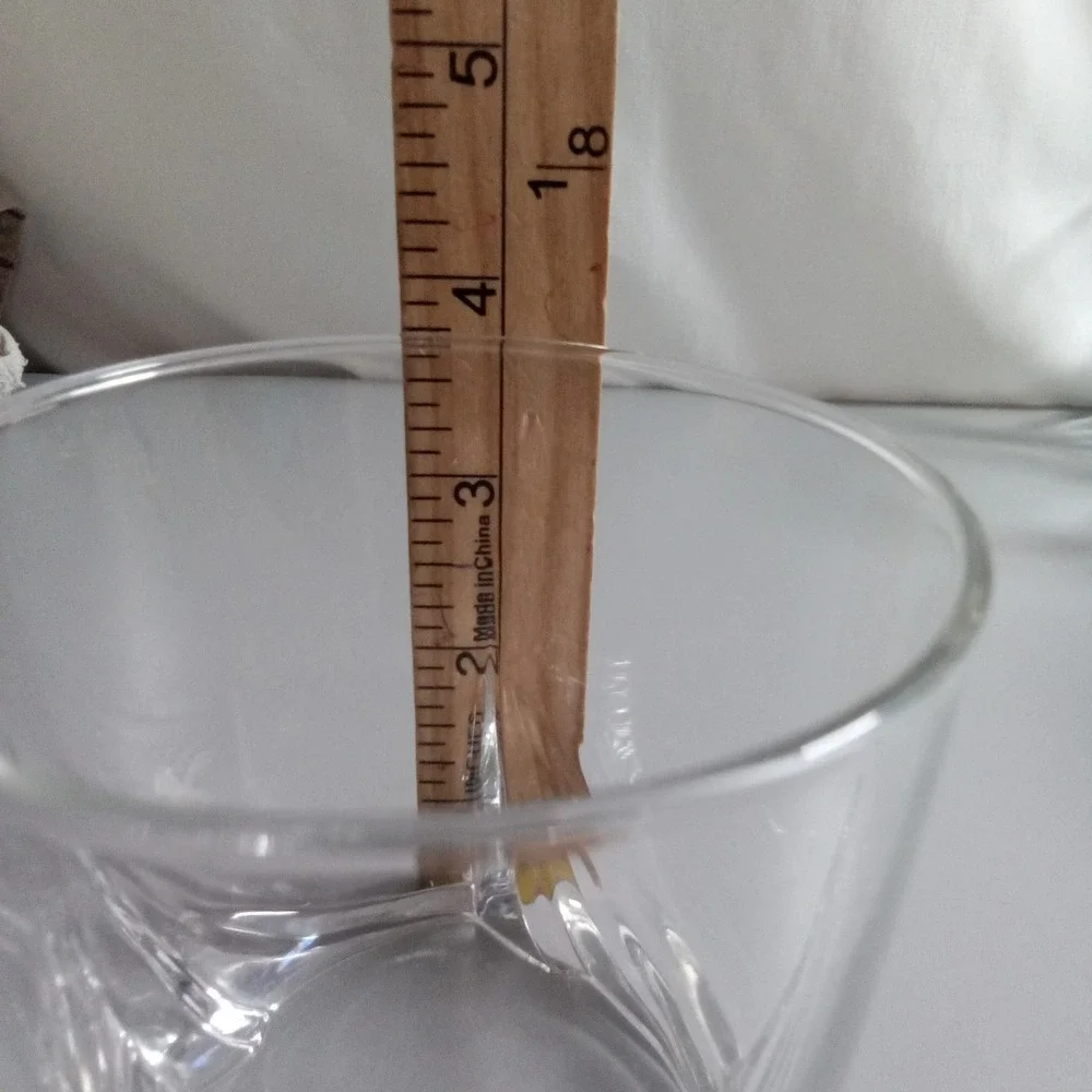Modern Whiskey Rocks Glass Clear Heavy Square Base Round Rim Swirl Design 3.5in